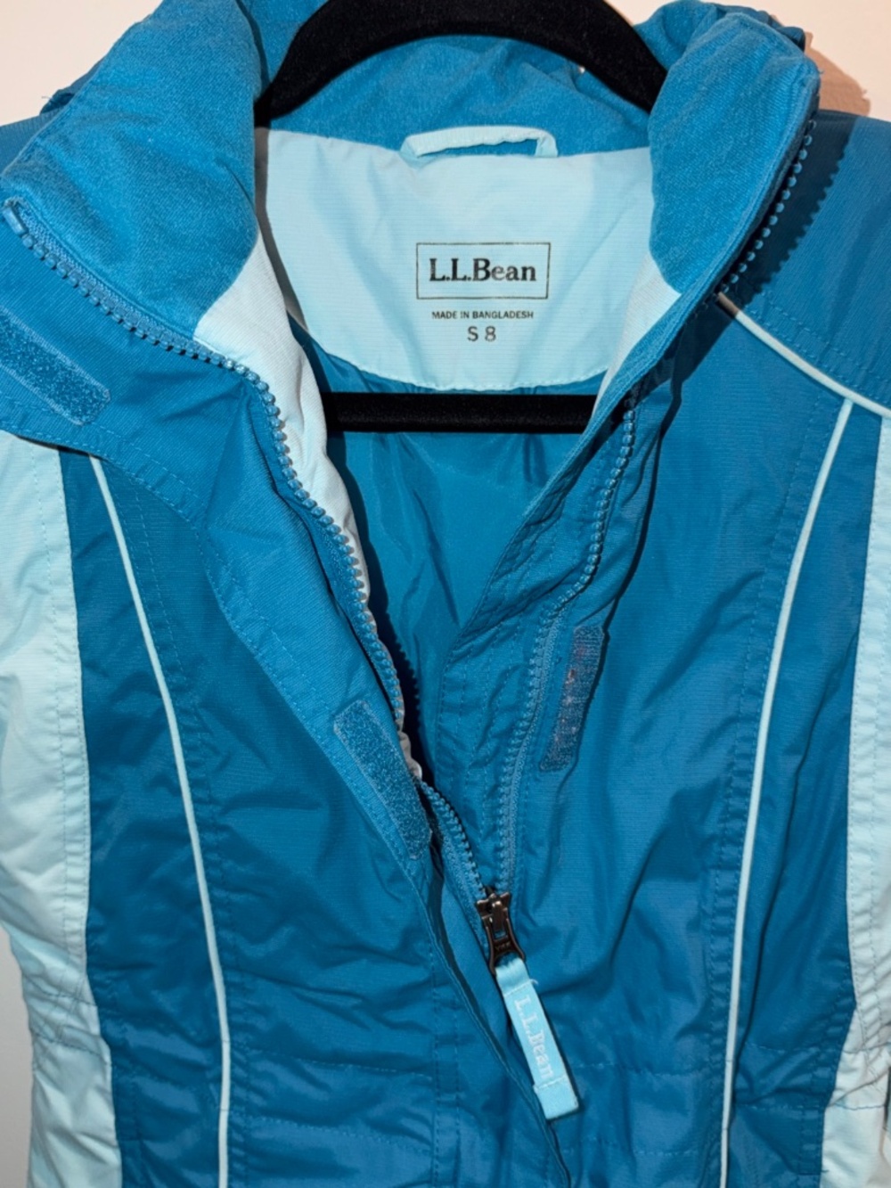 L.L. Bean Girls Small Sz 8 Teal Winter Jacket Nylon Waterproof Hood Thinsulate
